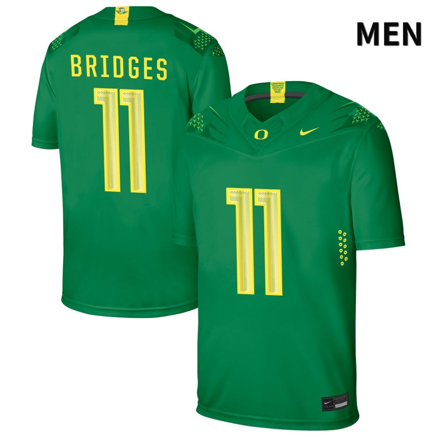 Oregon Ducks Men's #11 Trikweze Bridges Football College Authentic Green NIL 2022 Nike Jersey YYC40O8H